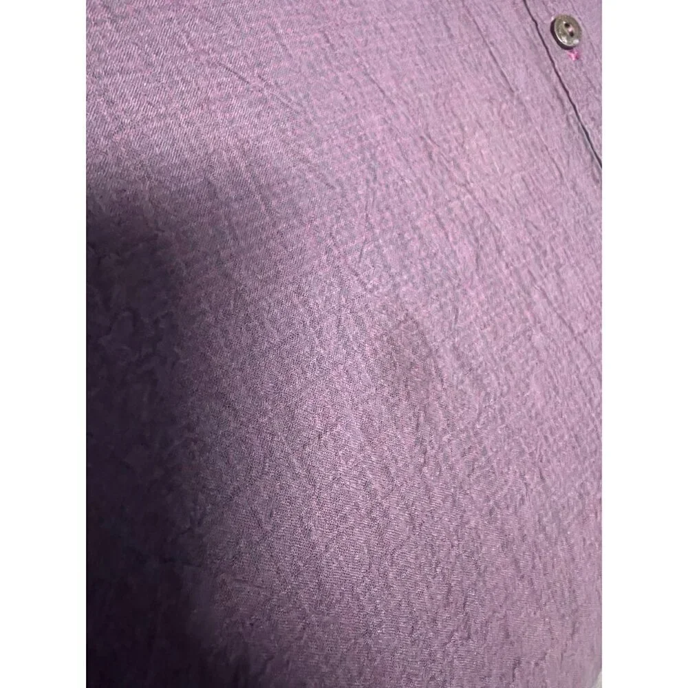 FREE PEOPLE Womens MEDIUM Textured Purple Button-Up Shirt With Pockets BEACH REL